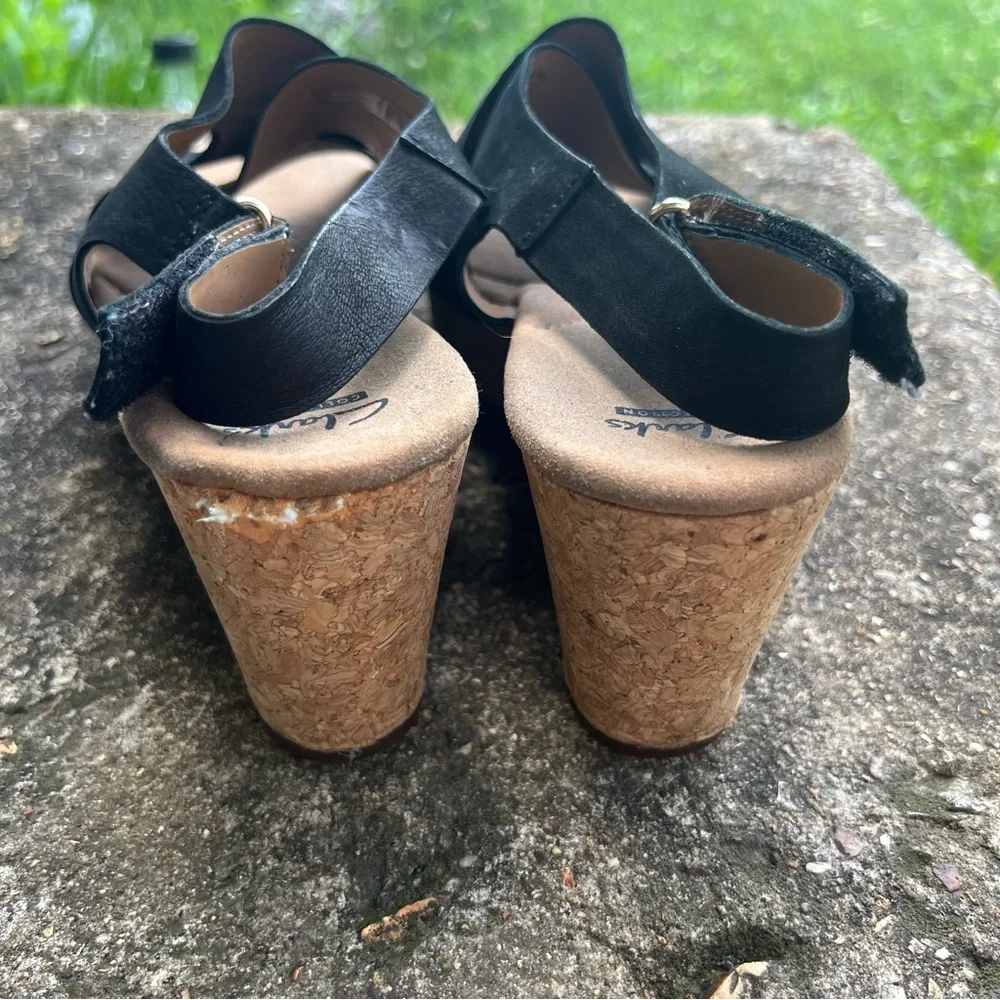 Clarks Black Wedge Sandals